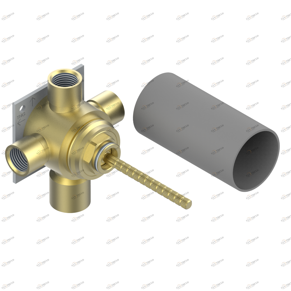 G00-49M3SPSA Wall mounted 4-way diverter with ceramic cartridge for concealed installation- 1 inlet 3/4" and 3 outlets 1/2" with stop position, without trim Thg-paris прочие артикулы THG Без отделки 