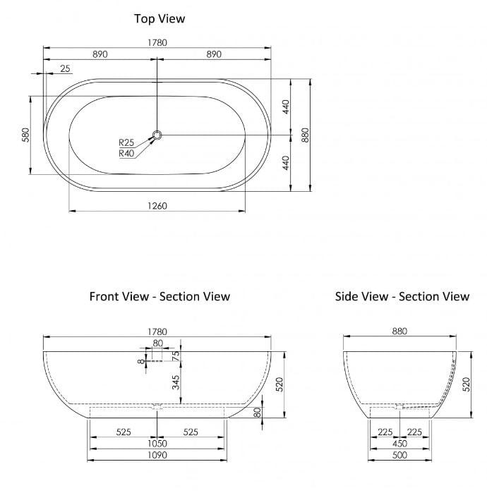 Овальная ванна в центре комнаты из смолы LUSSO Пикассо ARCH-00125611 - Вид №12