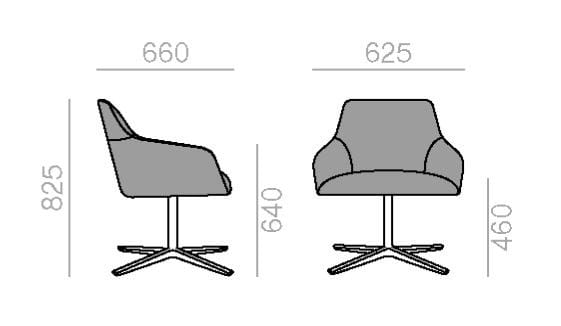 Спицевое вращающееся кресло с подлокотниками Andreu World Alya ARCH-00126724 - Вид №2