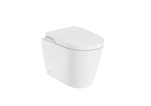 A803095001 In-Wash® with In-tank® — умный настенный унитаз без ободка со встроенным бачком. В комплекте крышка и сиденье. Вам нужна сетевая розетка. ROCA Inspira