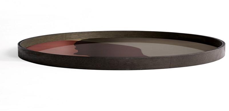 Ethnicraft Круглый поднос из дерева и стекла Linear flow 20908 - Вид №1