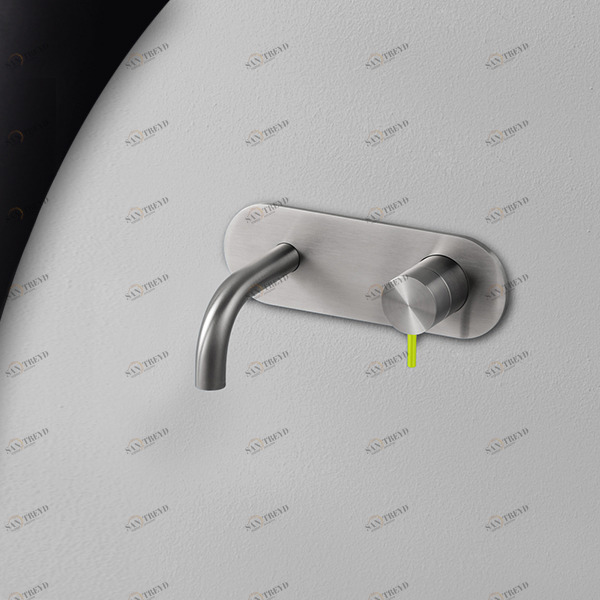 Смеситель для раковины сталь матовая с зеленой ручкой Toki Radomonte TKI20SCIL23