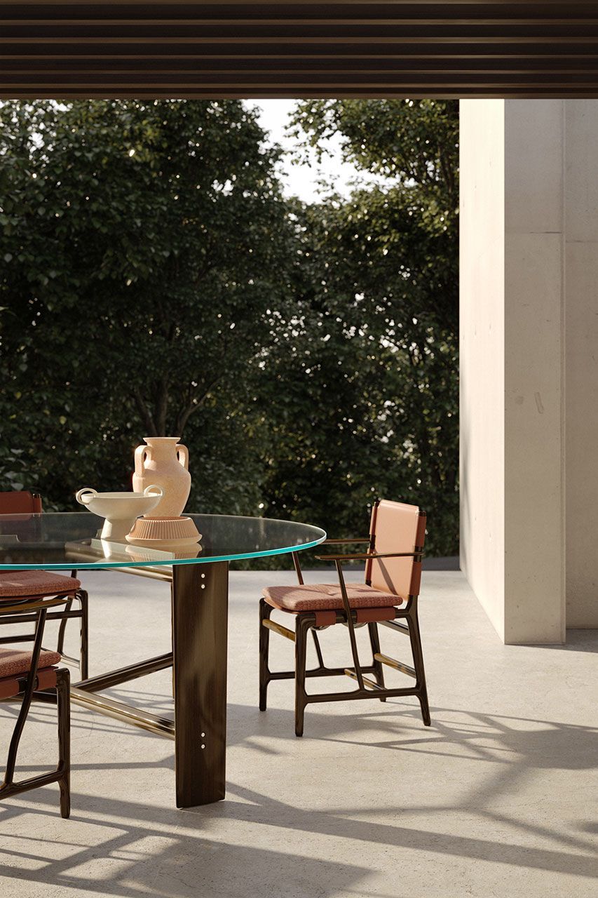 Садовое кресло из красного дерева и кожи с подлокотниками Exteta Levante ARCH-00082375 - Вид №7