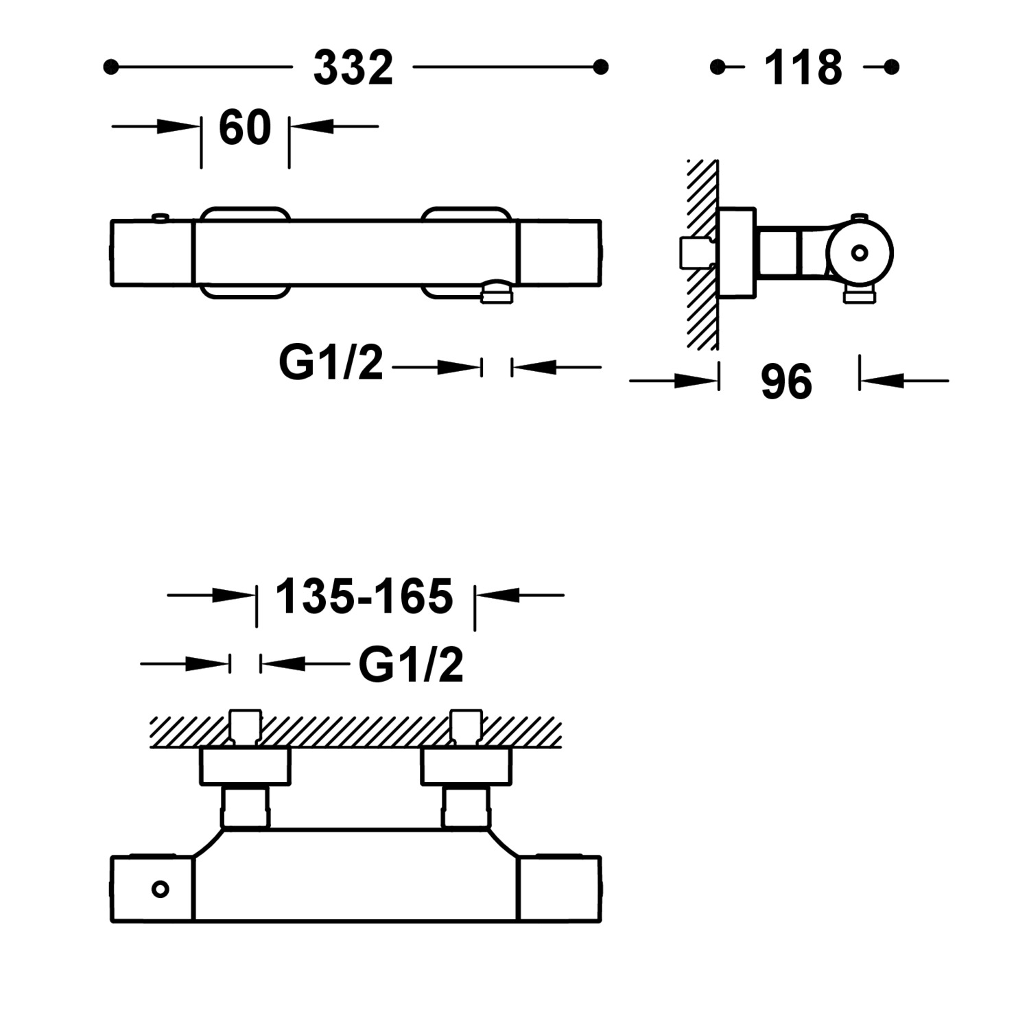 Настенный термостатический смеситель для душа TRESMOSTATIC-20016409VI TRES Thermostatic - Вид №1