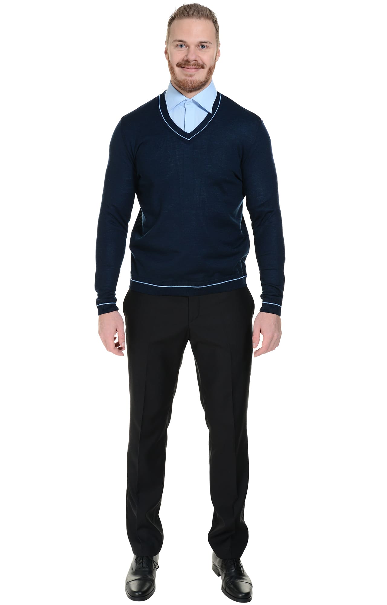 62572 Джемпер мужской темно-синий/голубой  Одежда для охранных структур  размер 48-50 Спецодежда  - Вид №3