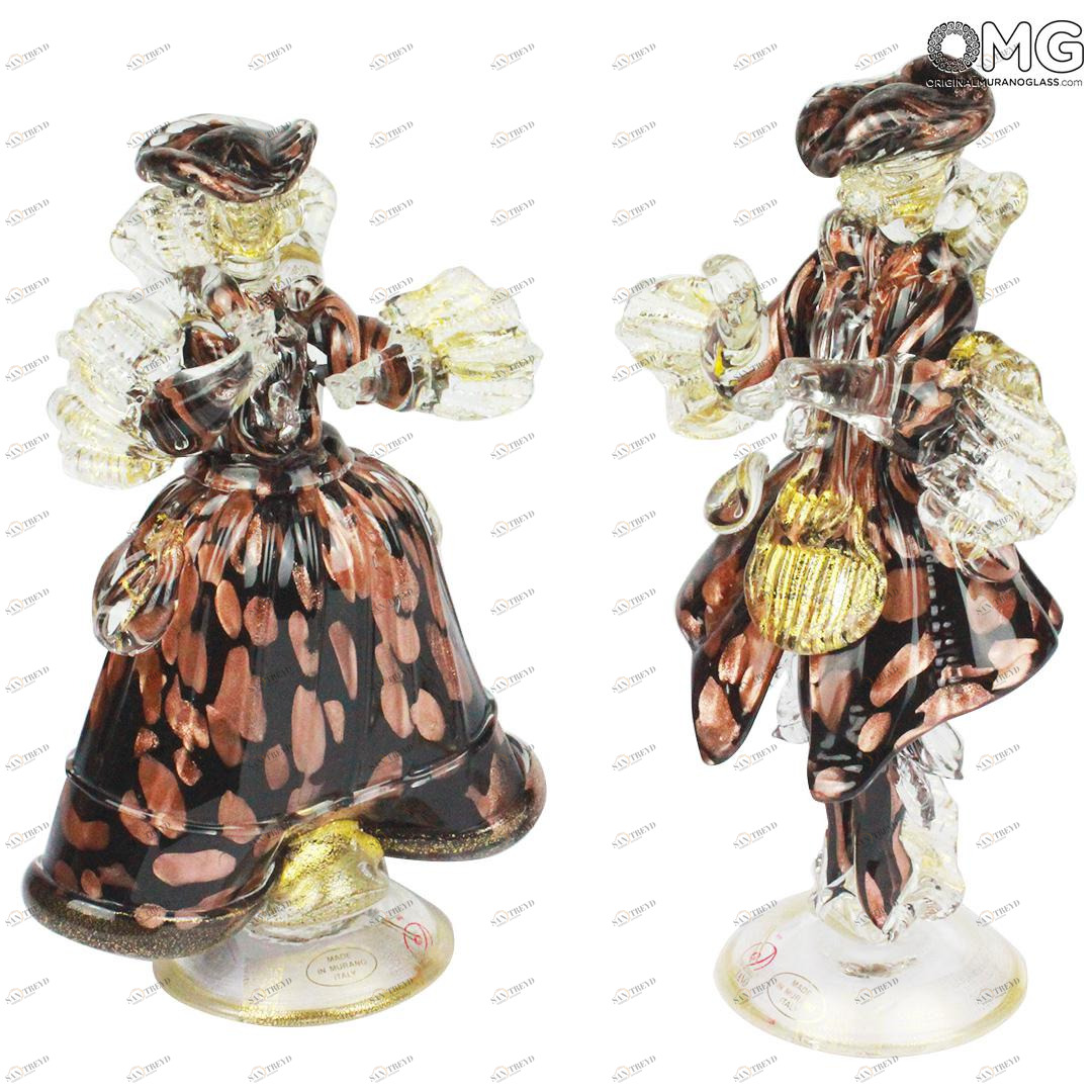 821 ORIGINALMURANOGLASS Статуэтки в стиле Голдони - Венецианская пара - nera - муранское стекло OMG 13 см 
