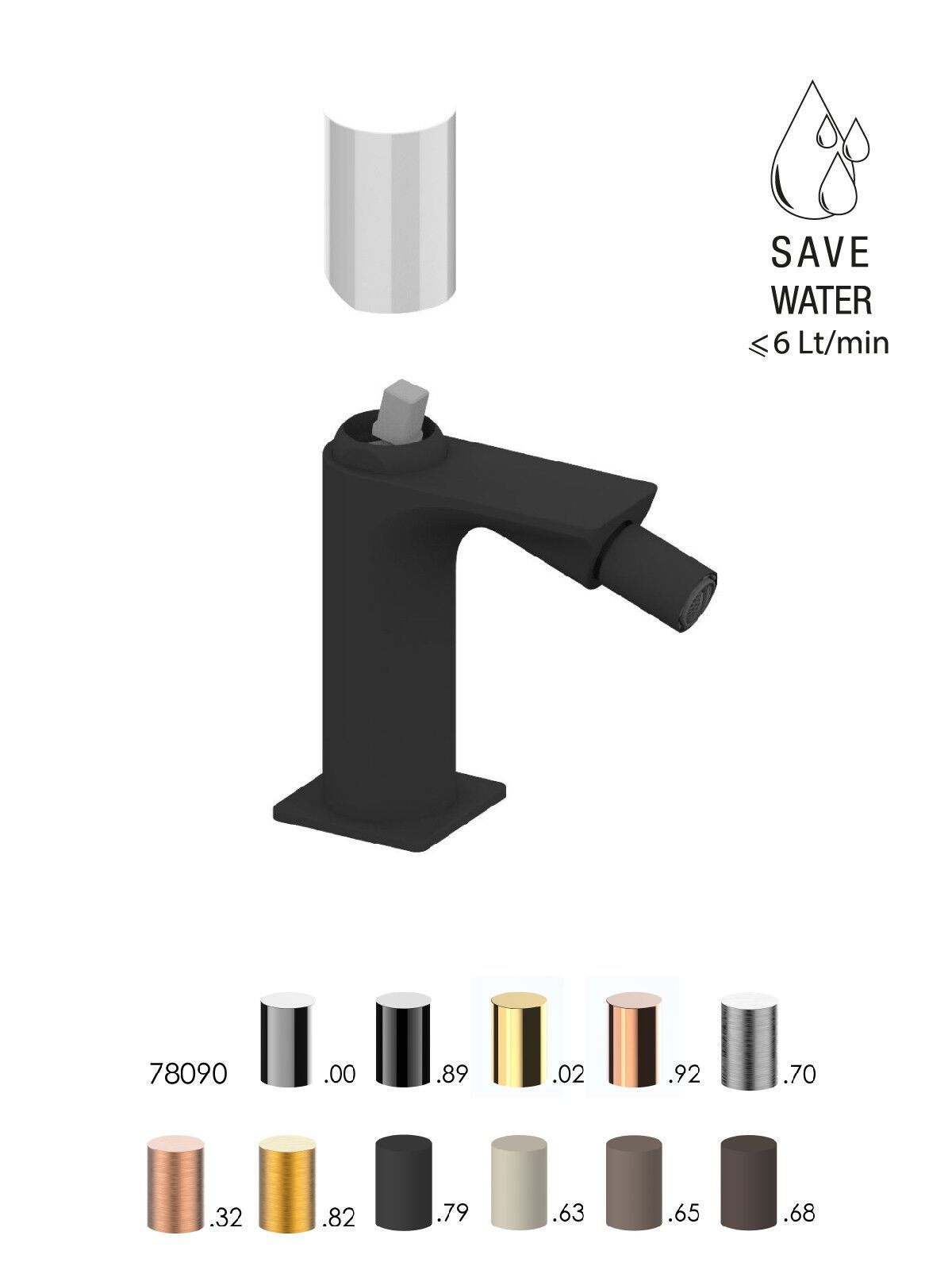 Однорычажный смеситель для биде с ограничителем расхода Rubinetterie Frattini Narciso S ARCH-00114022 - Вид №11