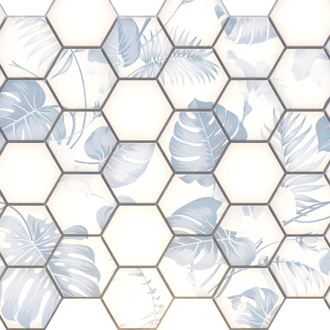 Панель ПВХ 0,3 соты «Голубая монстера» Stella STSR-764