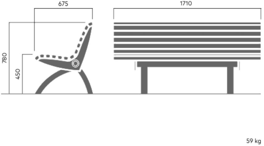 VESTRE Скамья из стали и дерева со спинкой Urban sun-id-1457898 - Вид №7