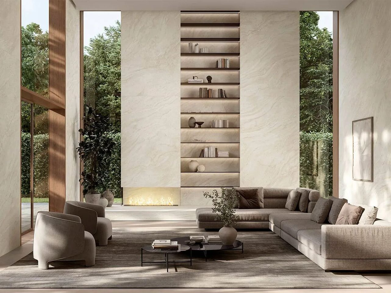 Керамогранит с мраморным эффектом Atlas Plan TRAVERTINO HALO WHITE ARCH-00047948