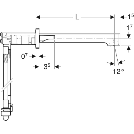 116.461.21.1 Смеситель для раковины Geberit ONE прямоугольного исполнения, настенный монтаж, смеситель двухручковый, для монтажного элемента Geberit ONE Geberit  - Вид №3