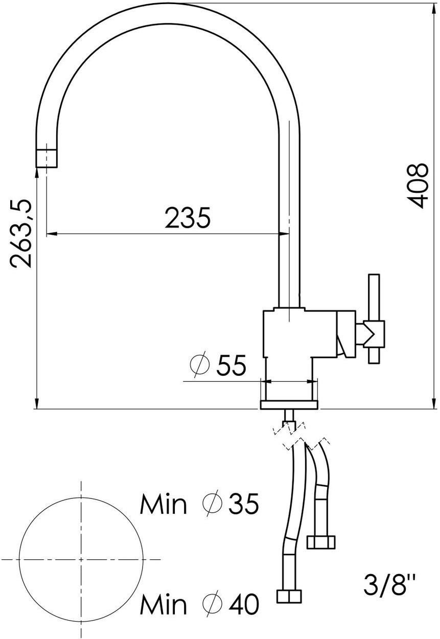 rvb Кухонный смеситель на одно отверстие Dynamic 4527.11.23 - Вид №1