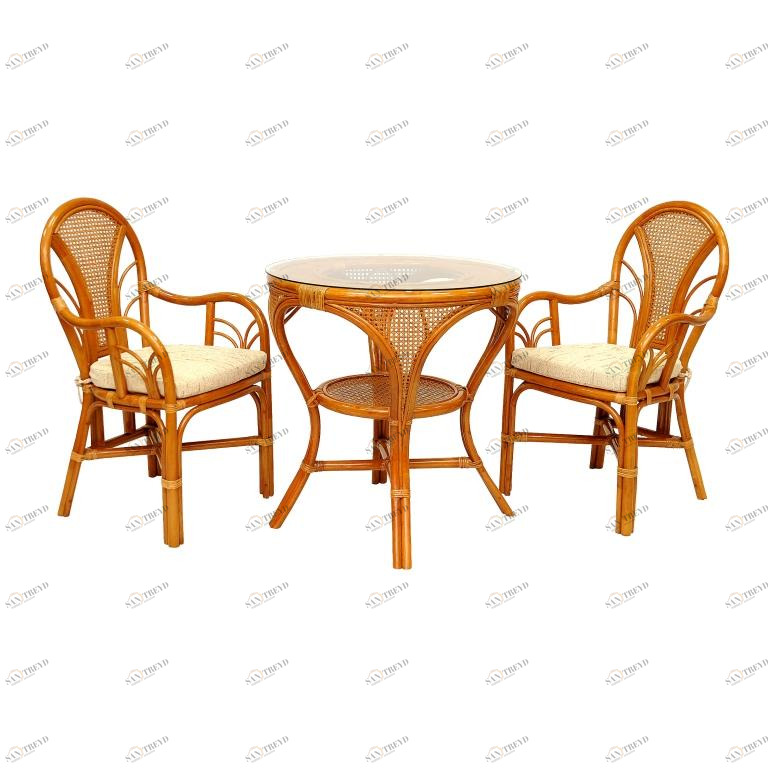 Обеденная группа бежевая, столик и кресла на 2 персоны LaMokko L ЭКО ДИЗАЙН CLASSIC RATTAN 129632 Бежевый 