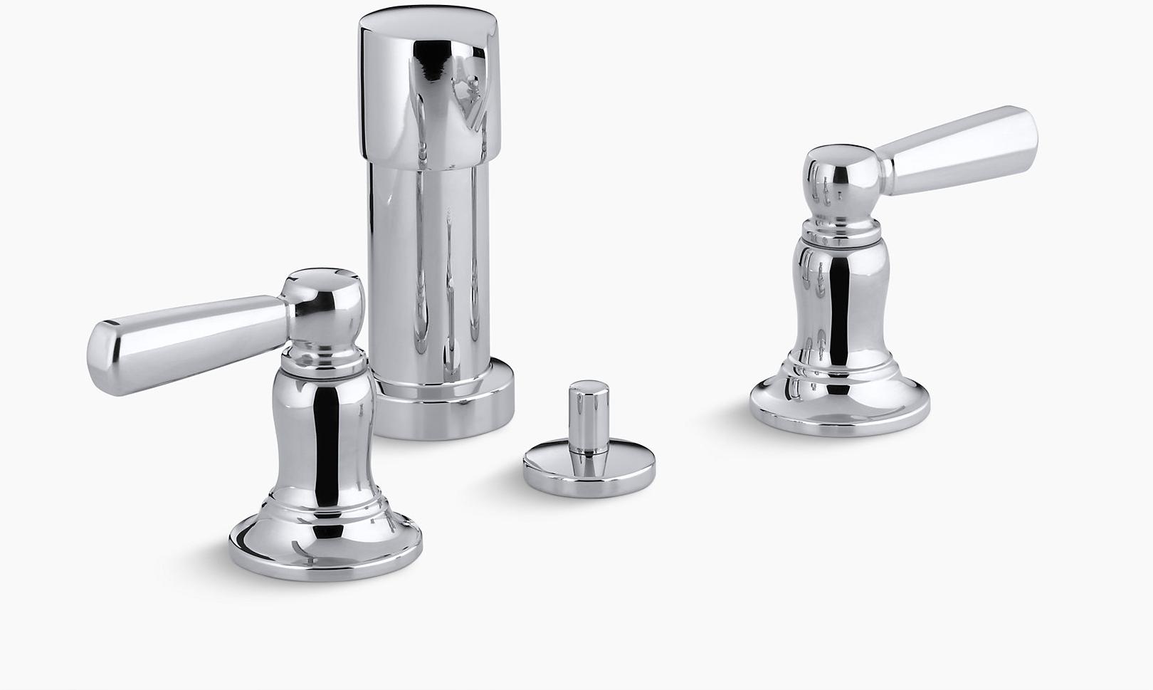 KOHLER Bancroft Вертикальный смеситель для биде с рычажными ручками K-10586-4-CP 