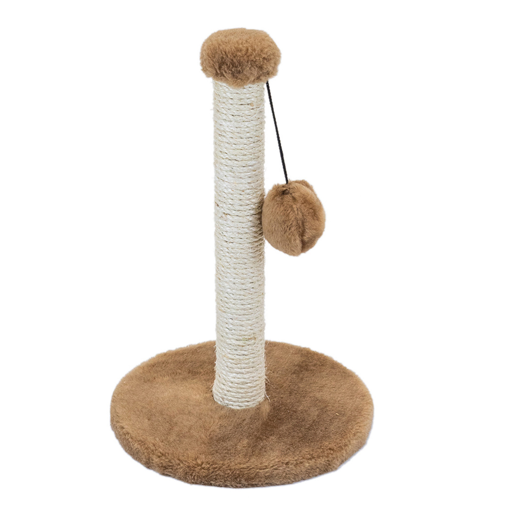 ПР0055961 Когтеточка для кошек Столбик с игрушкой 30x30x50см коричневый Foxie 