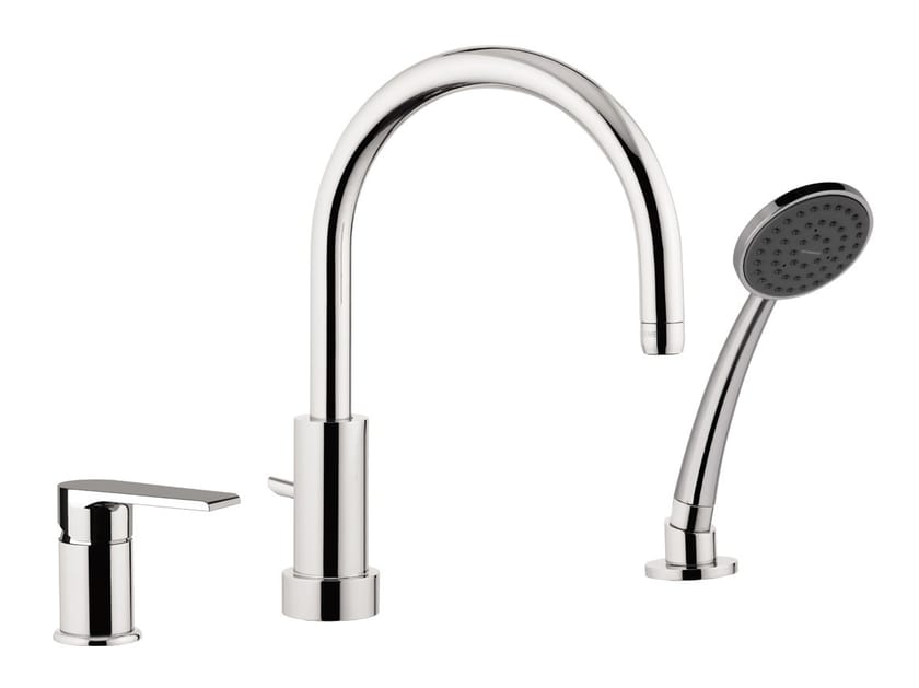 Набор для ванны с 3 отверстиями из хромированной латуни с ручным душем Rubinetterie Mariani ARCH-00061315