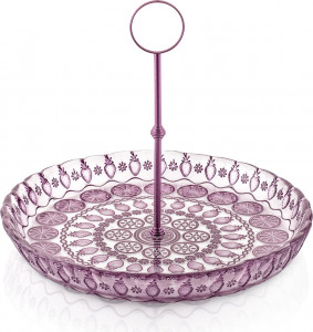 10608062 IVV Блюдо для фруктов с ручкой IVV "Витамины" 32см (аметистовый узор) Стекло