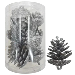 89381686 Украшение елочное Шишки серебряный 10 шт. STLM-1325332