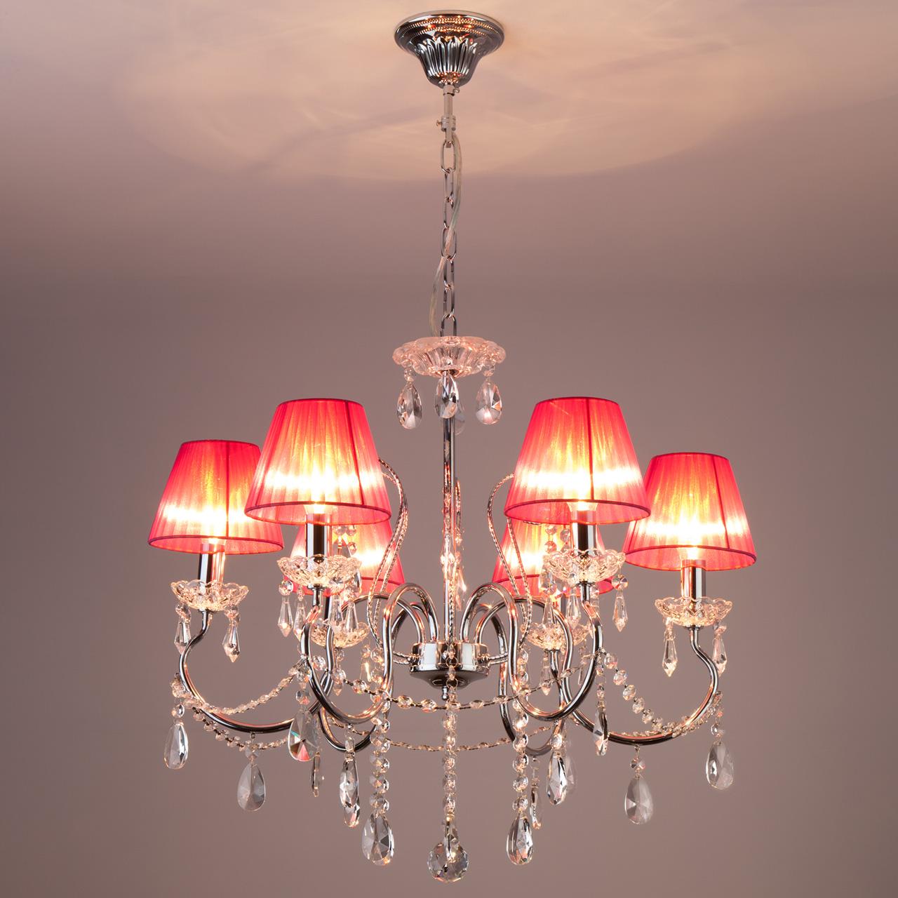 Подвесная люстра Eurosvet 1050/6 хром EUROSVET ДИЗАЙНЕРСКИЕ 184725 Розовый  - Вид №3