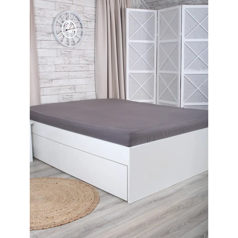 Простыня Mona Liza Premium 200x180 см сатин на резинке графитный 82493903 STLM-2103120 Santreyd  - Вид №4
