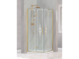 Угловая душевая кабина из хрусталя с распашной дверью