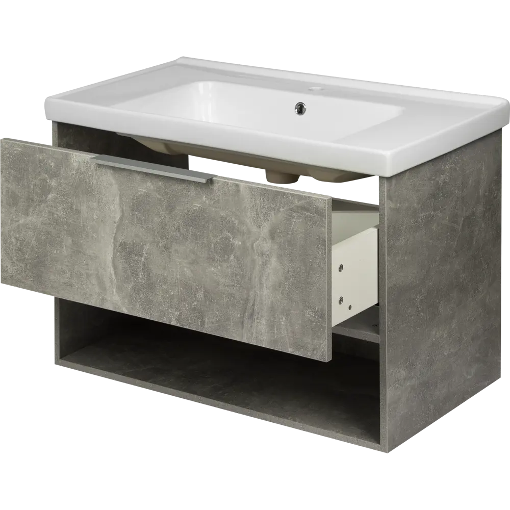 Тумба под раковину подвесная «Дана» 90 см цвет серый цемент SANFLOR STLM-2174964 - Вид №2
