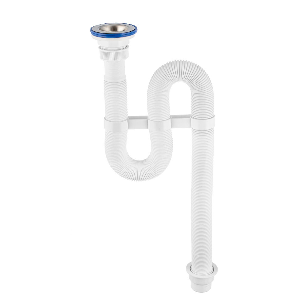 30980312 Сифон гофрированный "VIR" () с нерж.чашкой д.70мм (11/4"- д.40/50) Raiber 