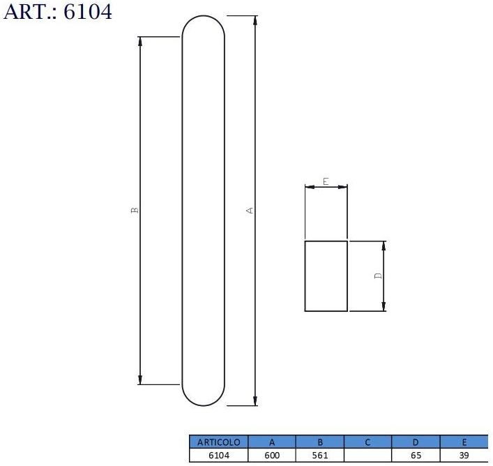 Pasini Ручка из нержавеющей стали  6104  - Вид №1