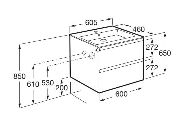 Деревянный шкаф для умывальника с ящиками со встроенной раковиной Roca UNIK 85193 ARCH-00071852 - Вид №11
