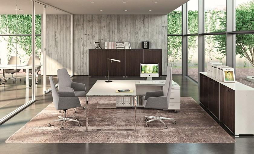 Quadrifoglio Кресло руководителя в коже с 5-ю спицами и подлокотниками с высокой спинкой Dune sun-id-1403205 - Вид №2