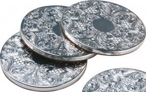 10590143 Arthur Price Набор подставок под кружки Arthur Price "Тиснение" 3,5см (посеребрение), 4шт, п/к Посеребрение