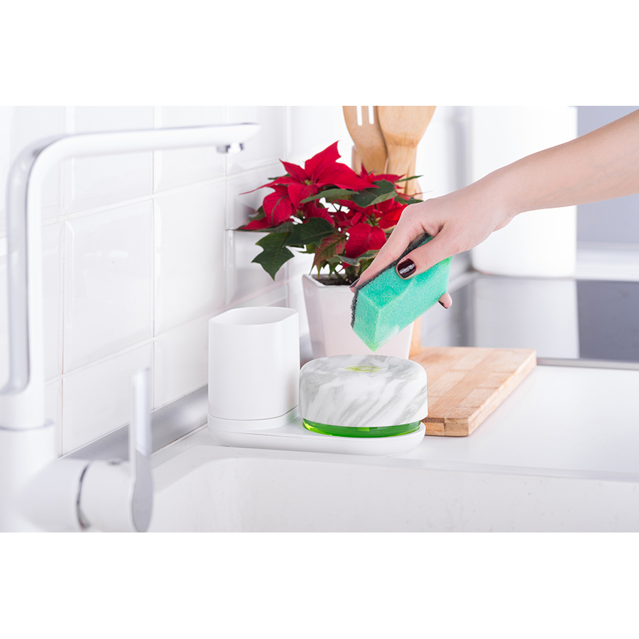 263107 Диспенсер для моющего средства и органайзер , do-dish™, белый/мрамор Bosign  - Вид №1