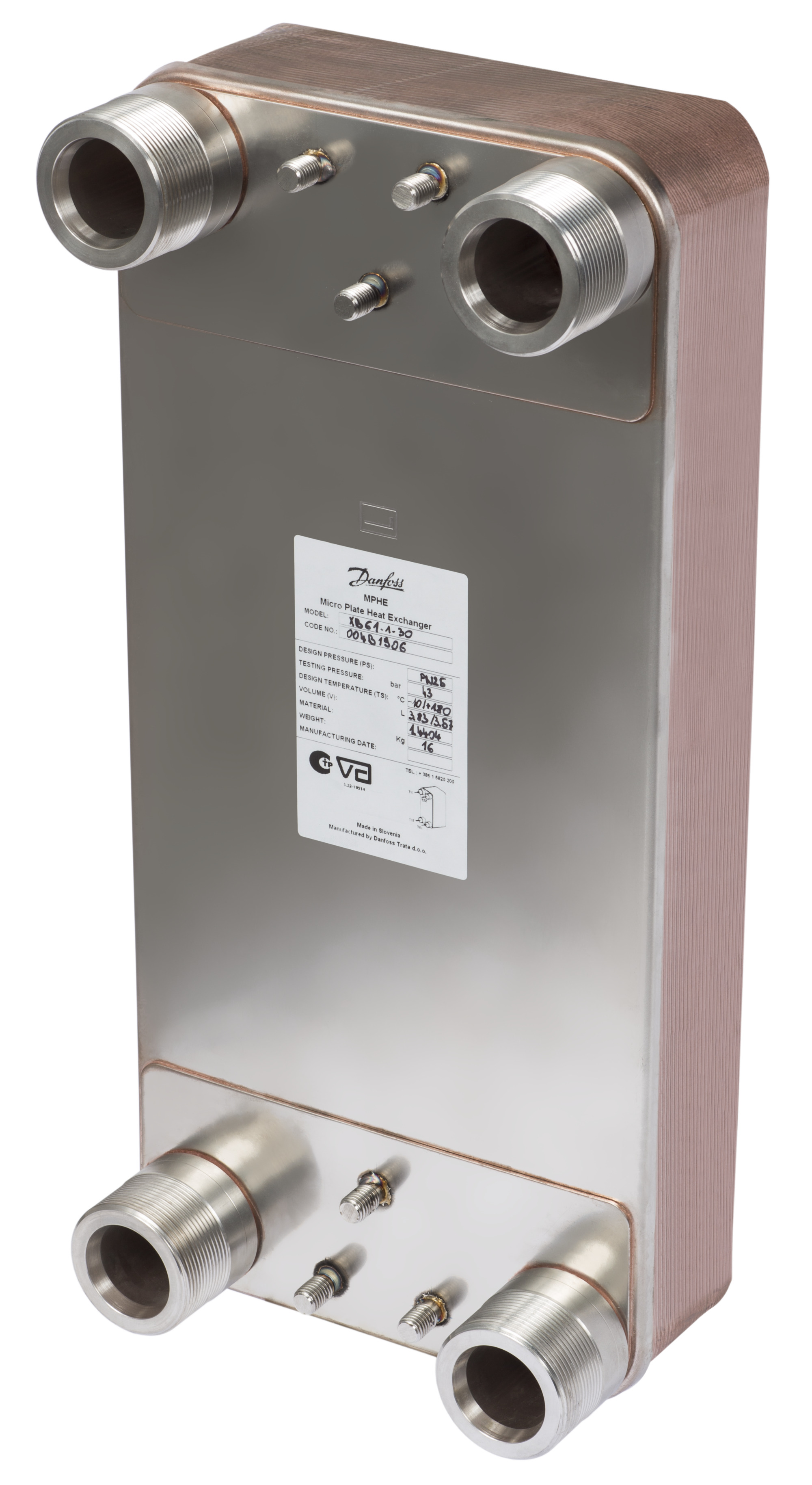 Danfoss Паяный пластинчатый теплообменник серии XB61 XB 61L-1 160 PN25 паяный ТО G2 004B3441  - Вид №35