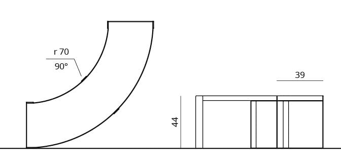 Алюминиевая модульная изогнутая скамья Urbantime Вечнозеленый.040 ARCH-00102999 - Вид №4