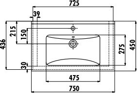 SU075-00CB00E-0000 Раковина SU075 мебельная (45*75см) Creavit  - Вид №1