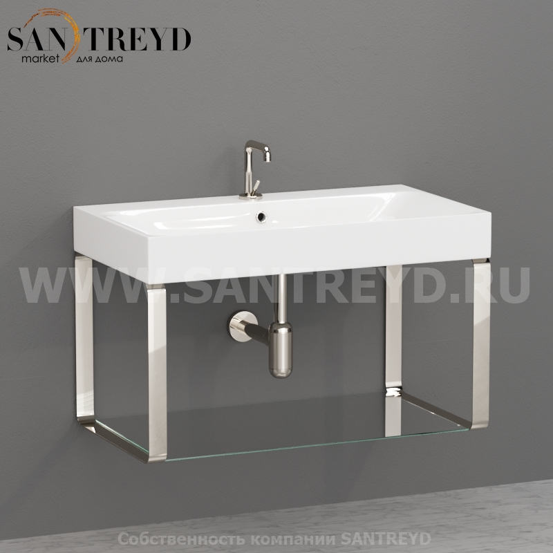 9126K2 Структура подвесная брашированный никель под умывальник 80 см Kerasan Cento Италия