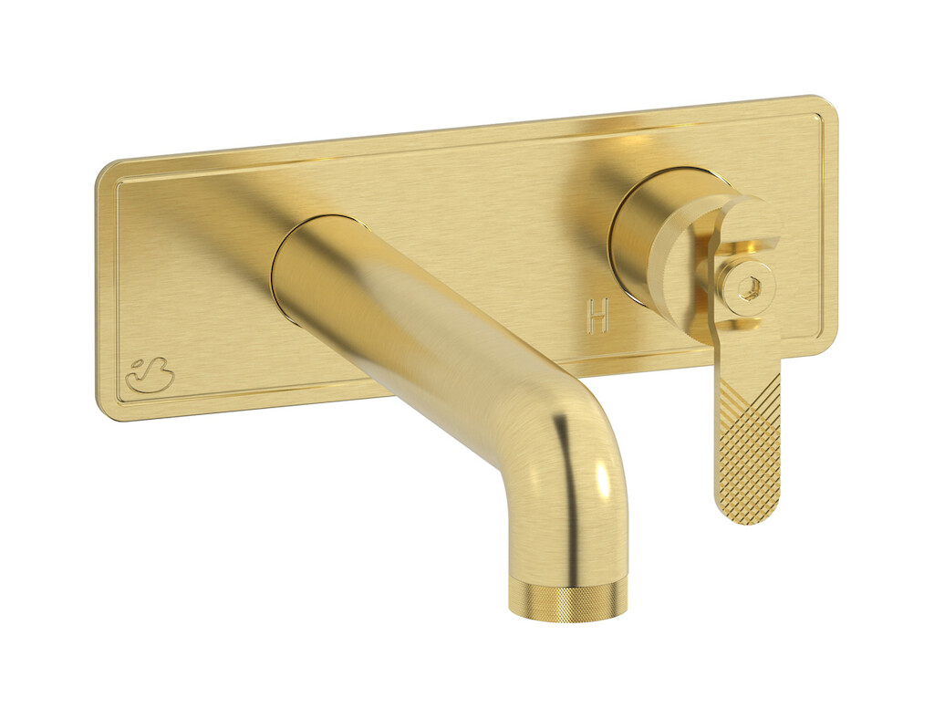 Встроенный в стену смеситель для раковины на 2 отверстия в комплекте с донным клапаном WE ARE IB b2206is Brushed Pale Gold Bold