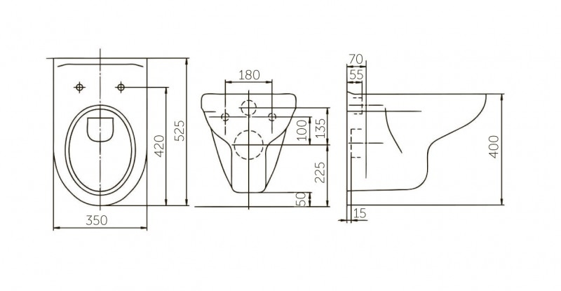 Элеганс, Унитаз-компакт Подвесной унитаз настенный Белый ROSA ЭЛЕГАНС Россия - Вид №1