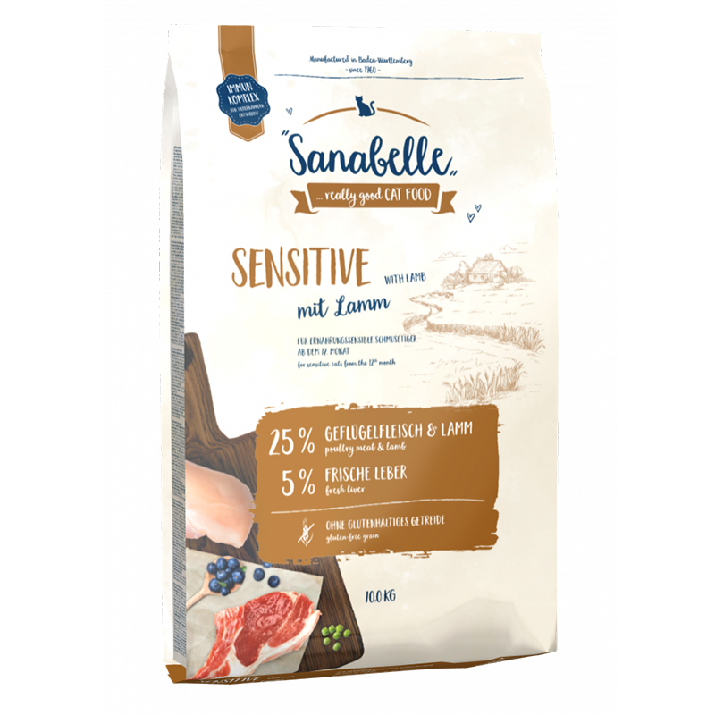 ПР0035432 Корм для кошек Sensitive с ягнёнком сух. 10кг SANABELLE 