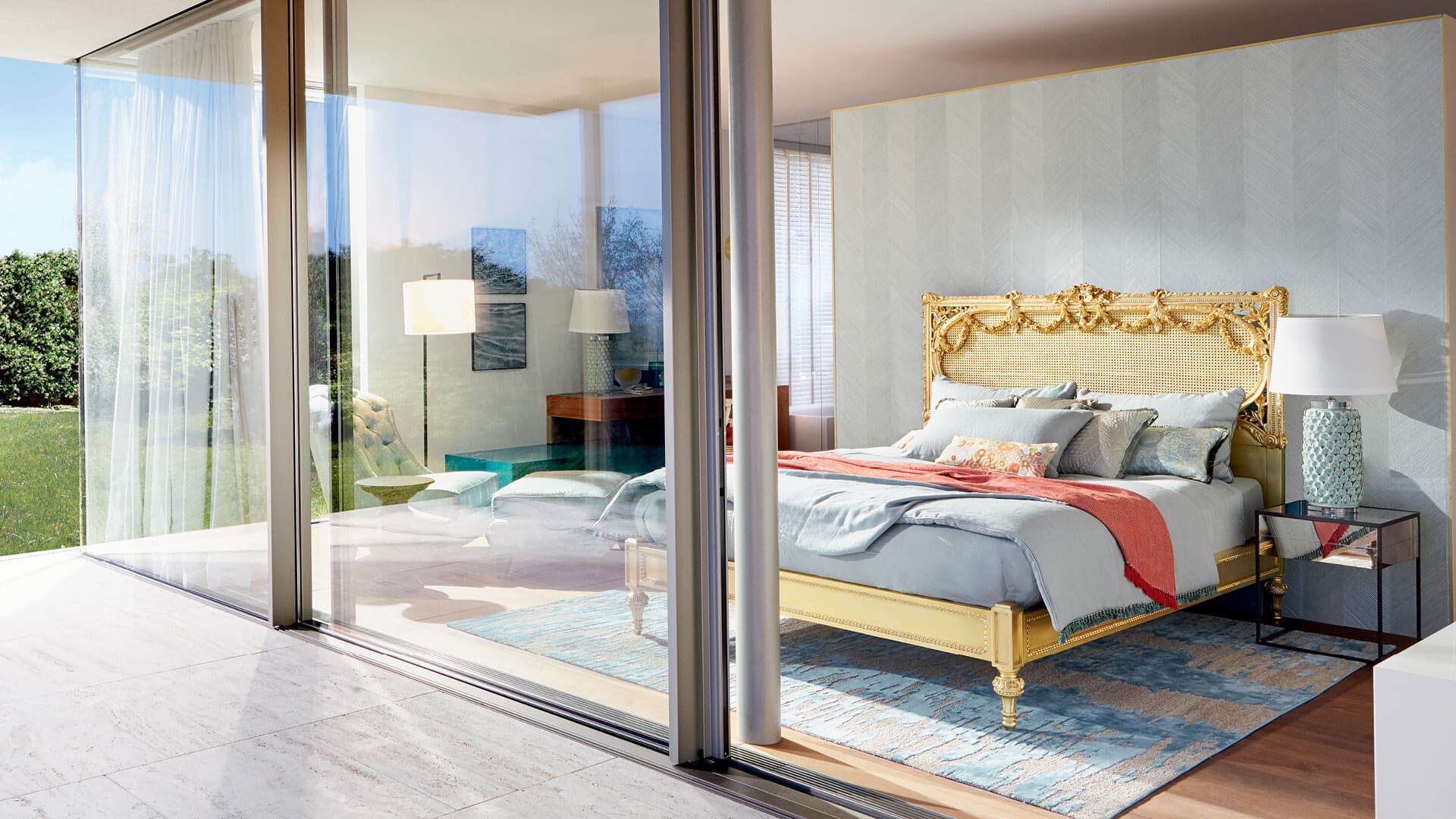 Резная кровать с Венской соломой ANGELO CAPPELLINI New Classic Interiors ARCH-00144215 - Вид №1