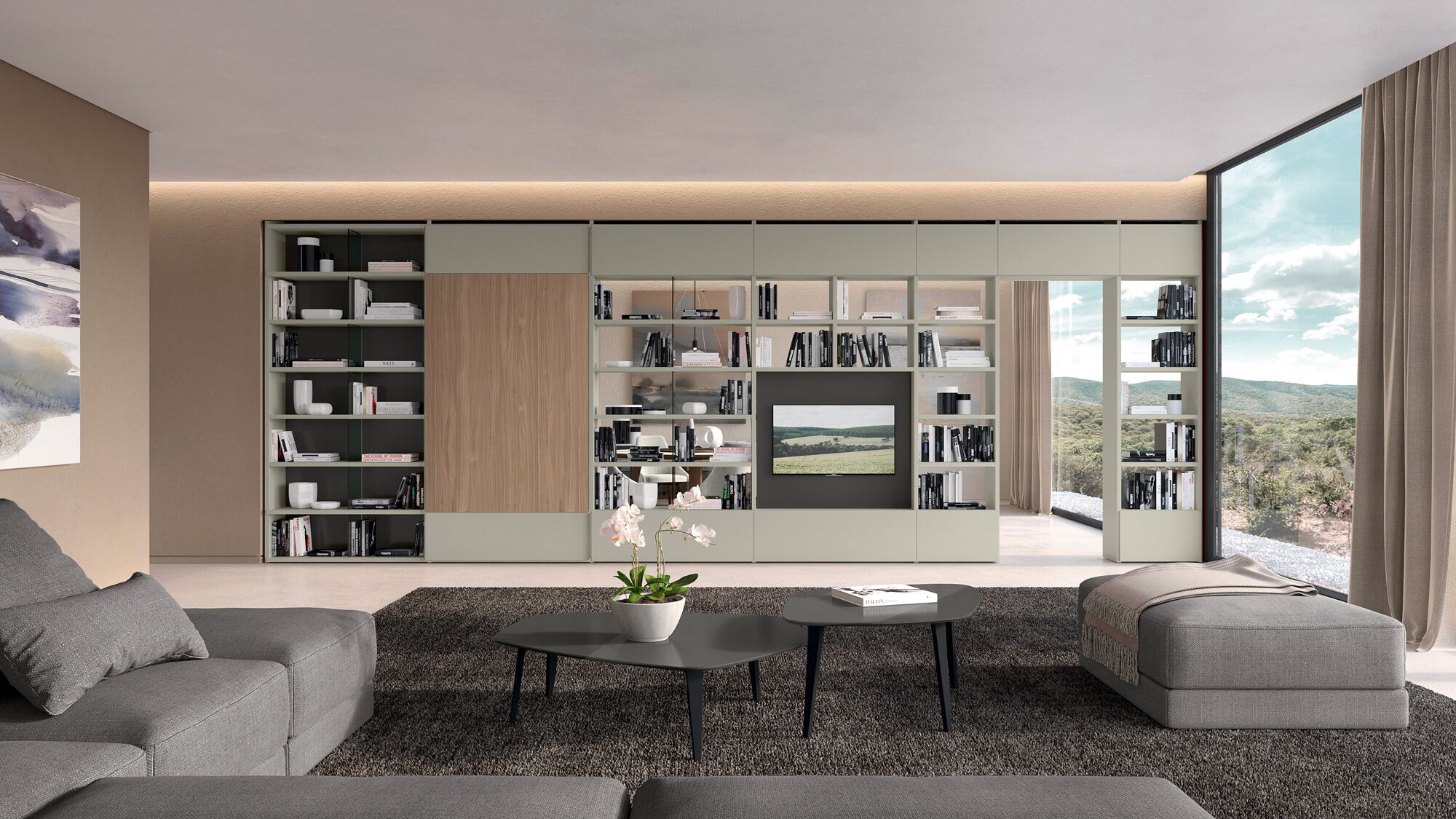 Деревянный секционный книжный шкаф Febal Casa TRENTA ARCH-00000563 - Вид №9