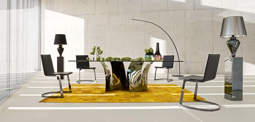 Roche Bobois Прямоугольный обеденный стол из стали и стекла Les contemporains sun-id-1447597 - Вид №4
