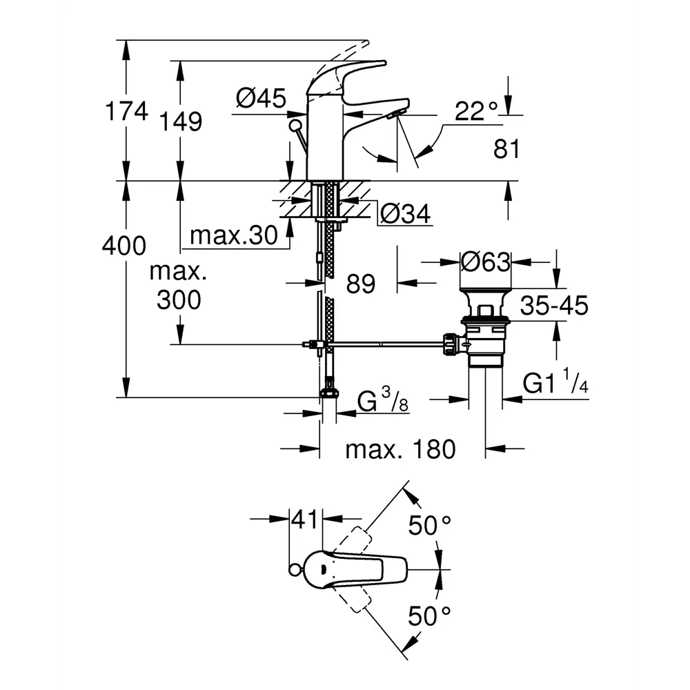 Смеситель для раковины Grohe Start Curve однорычажный цвет хром 81897681 STLM-2189328 - Вид №5