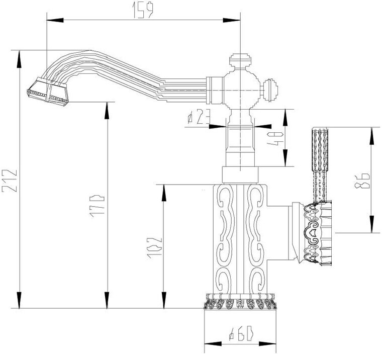Смеситель ZorG Antic A 114U-BR для раковины, бронза - Вид №1