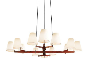 Подвесной светильник из дерева и шелка