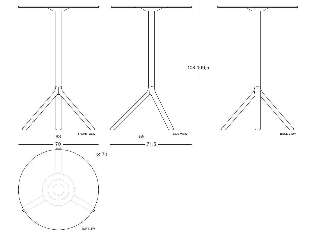 Высокий круглый алюминиевый садовый стол с порошковым покрытием Plank ARCH-00099348 - Вид №9