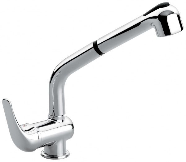9066CR Высокий смеситель Ambra с вытяжным изливом для кухни, цвет хром EMMEVI