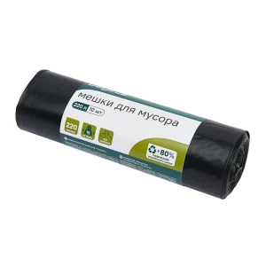 Мешок для бытового мусора Beginia 220 л 8x30 см полиэтилен 30 мкм черный 10 шт.