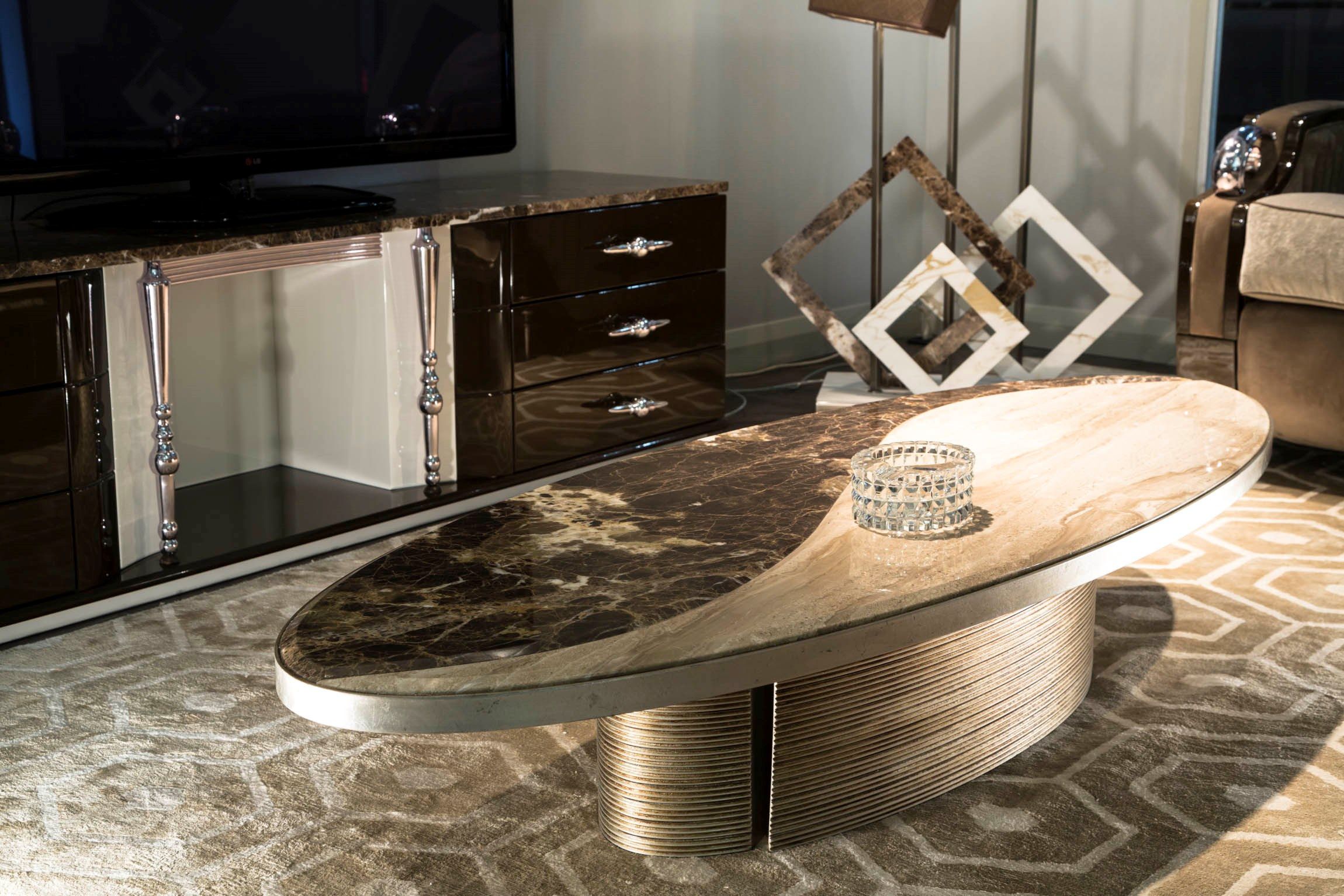 Журнальный столик с деревянным основанием и двойной мраморной столешницей Mantellassi 1926 облако ARCH-00146450 - Вид №1