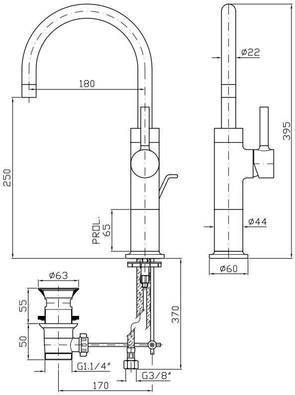 ZUCCHETTI Смеситель для мойки из хромированной латуни Pan Zp6585 - Вид №1